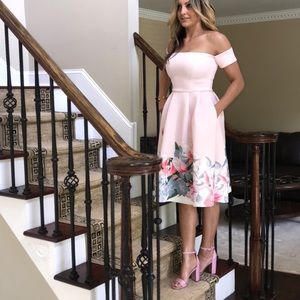 Midi cocktail scuba dress pink florals
